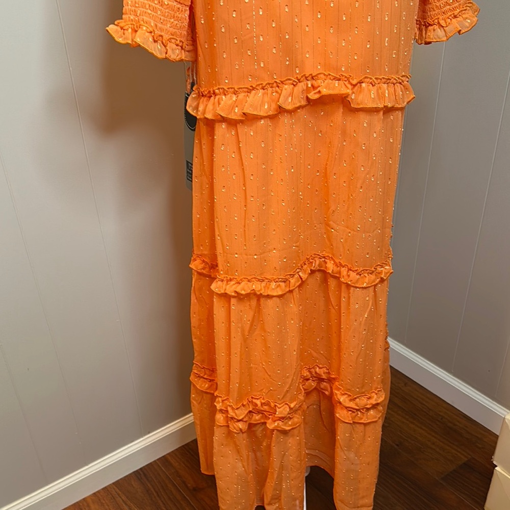 NWT Double D Ranch Orange Ruffle Smocked Maxi Dress - Picture 11 of 15